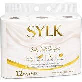 SYLK Premium Toilet Tissue, 3-Ply Toilet Paper, Mega Rolls, 380 Sheets Per Roll, Ultra Soft &amp; Strong Bath Tissue, Absorbent Bathroom Tissue Rolls, Eco-Friendly Toilet Paper Pack (12 Rolls)