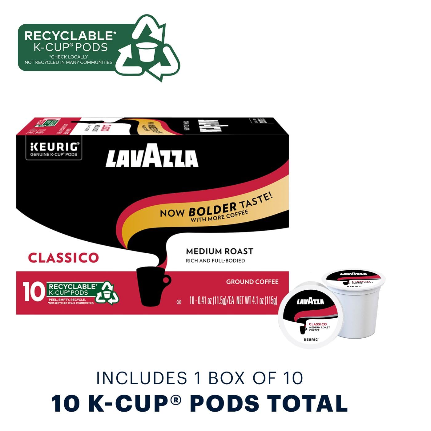 Lavazza Classico SingleServe Coffee KCup® Pods for Keurig® Brewer, Medium Roast,100 Arabica