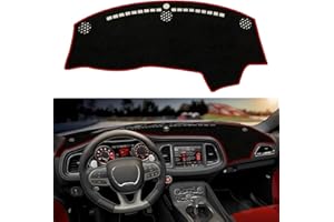 XYHGM Custom Dash Cover Fit for Dodge Challenger 2015-2023 2024 Non-Slip Interior Decoration Sunshade Glare UV Rays Protector Dashboard Mat Carpet Accessories(Red Edge)