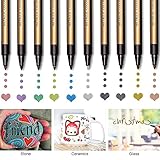 Metallic Paint Pens for Rocks Painting, Scrapbook Photo Album, Ceramic, Glass, Wood, Fabric, Mugs, DIY Craft Making Supplies. Water-Based Metallic Paint Marker Pens Permanent. 10 Colors/Set