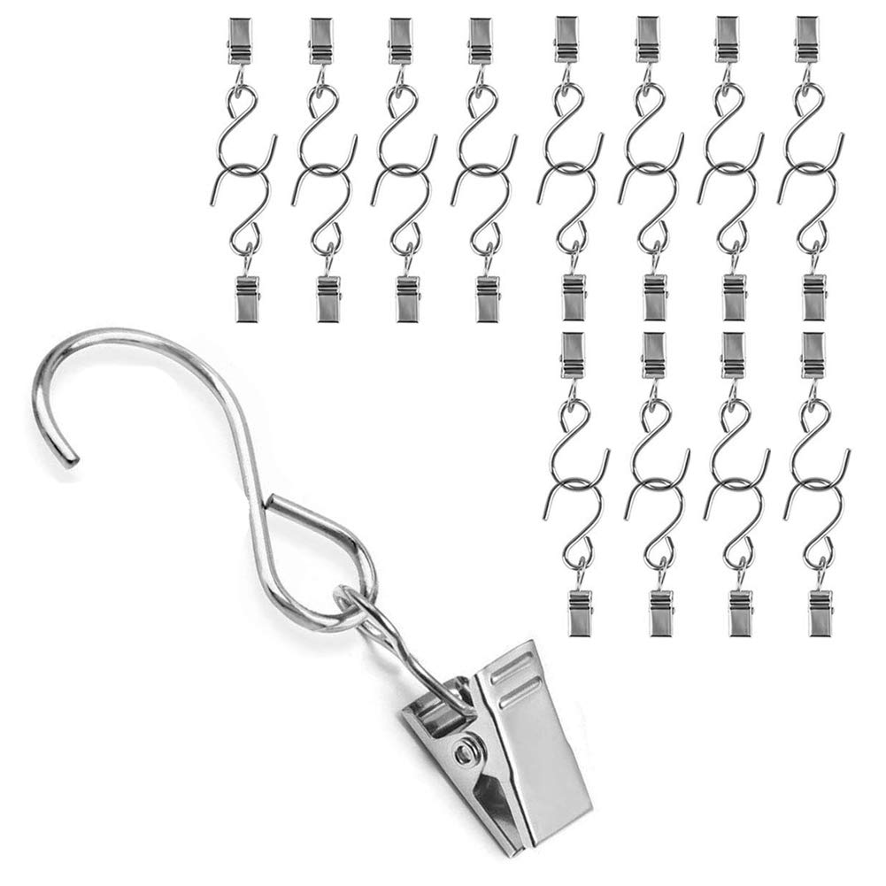 DIWUJI 25 PCS Metal Hanging Clips Hook, Clamp Hanger for Curtain, Party String Light, Outdoor Activities Wire, Home Decoration