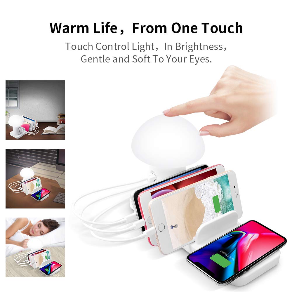 USB Ladestation für mehrere Geräte 3 Port Multi Mobile Ladestation USB Ladestation & Organizer für Smartphone Tablet MP4 und Fast Wireless Charging Organizer