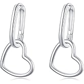 Rnivida 18K Gold Plated 925 Sterling Silver Post Heart Drop Earrings,Convertible Link Earrings Heart Dangle Earrings for Women