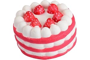 Uonlytech PU Slow Rebound Strawberry Cake Artificial Simulation Cake Model for Stress Relief Random Color