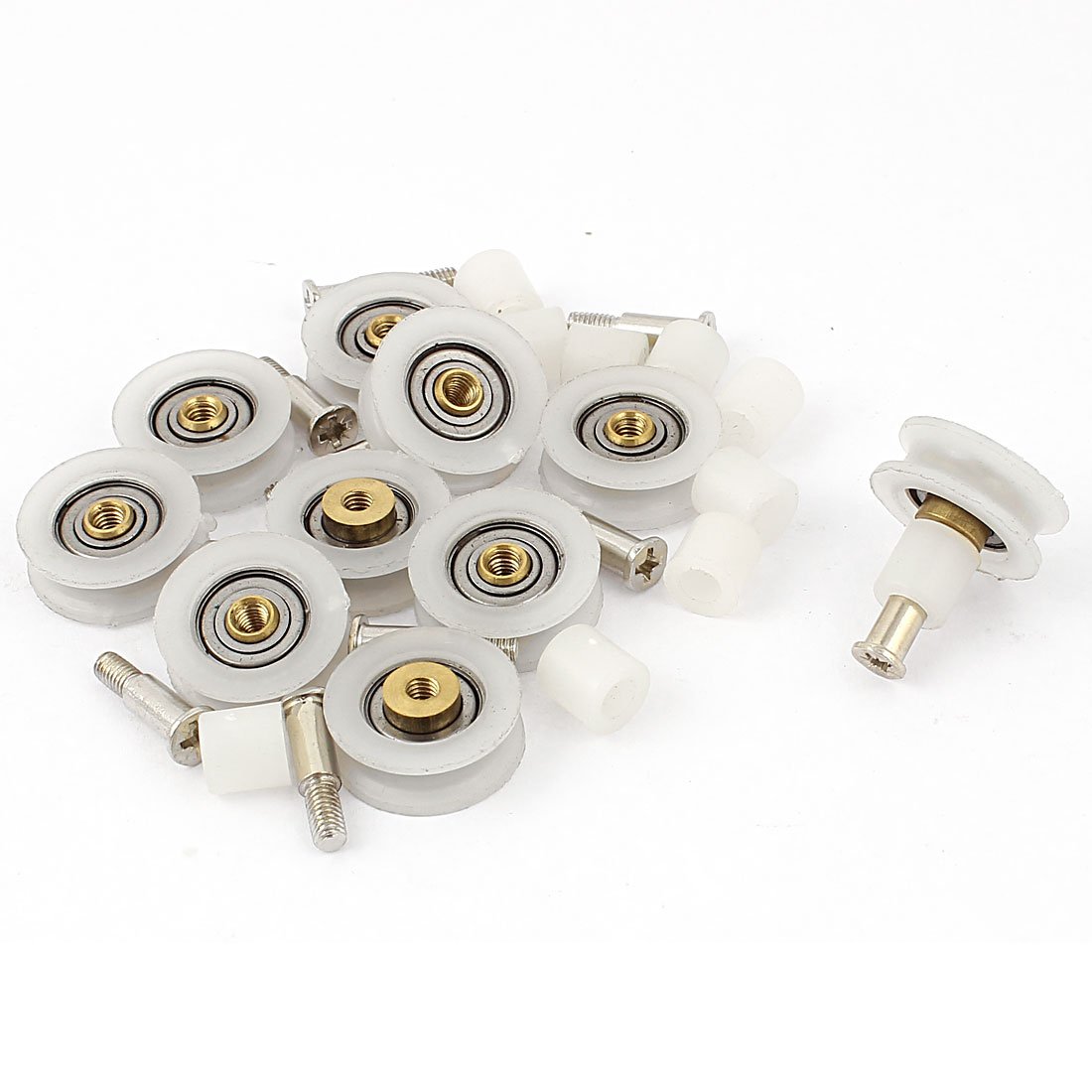 Sourcingmap 22mm Pulley Bearing Round Guide Groove Sliding Door Gate Wheel 10pcs