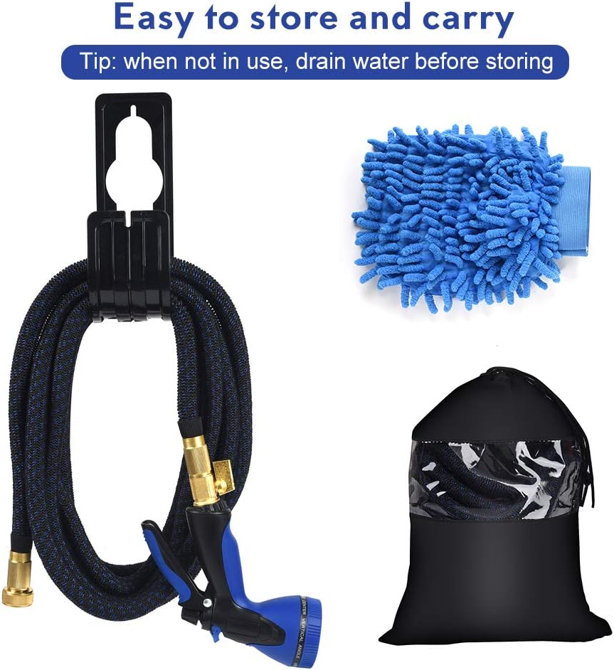 SANSUNTEK 50FT Garden Hose Expandable Water Hose with 10 Function Spray Nozzle, Durable 3/4 Solid Brass Lightweight Flexible Garden Water Hose, Strength Stretch Fabric 3750D Retractable Hose (50FT) : Garden & Outdoor