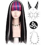 65cm Wig with Ear Clips and Necklace with Detachable Horns