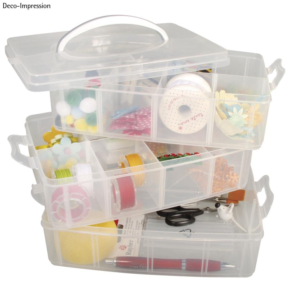 Estupendo maletín organizador con múltiples compartimentos y asa para transportar.