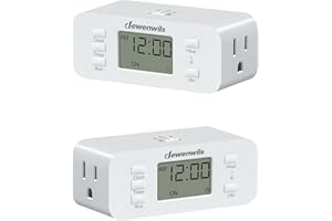 DEWENWILS 24 Hour Programmable Digital Timer Outlet, 2 Pack Timers for Electrical Outlets, Indoor Light Timers for Lamp Fan A