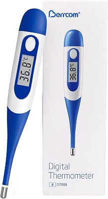 Thermomètre Flexible pour Adultes et Enfants, Berrcom Thermomètre Buccal Médical et Pour Avant-Bras étanche avec Alarme de Fièvre
