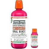 TheraBreath Anticavity Fluoride Mouthwash, Sparkle Mint, Dentist Formulated, 1 Liter (33.8 fl oz) + Travel Size, 3 fl oz
