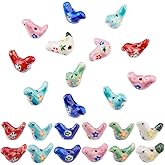 DICOSMETIC 12Pcs Ceramic Beads Bulk Pigeon Porcelain Spacer Beads Handmade Printed Loose Bead Colorful Porcelain Bead for DIY Jewelry Making Necklace Bracelet, Hole: 1.5mm