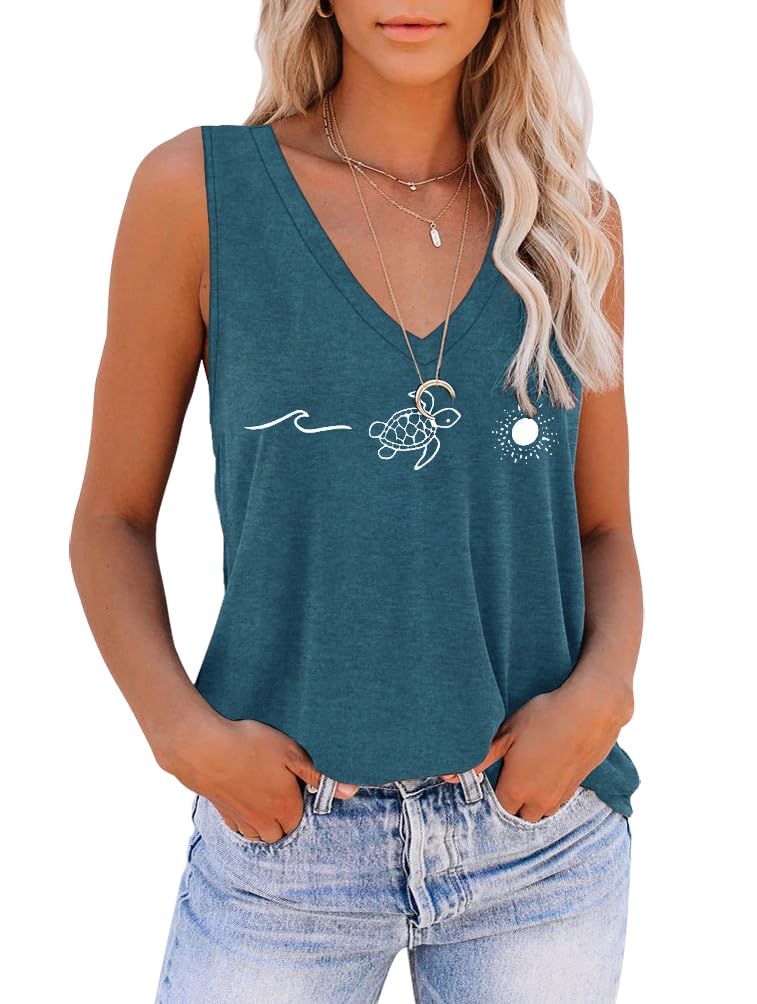 Photo 1 of **LIGHT BLUE**
ETCYY NEW Womens V Neck Tank Tops Tie Dye Sleeveless Basic Tops Shirt Cute Printed Loose Fit LARGE