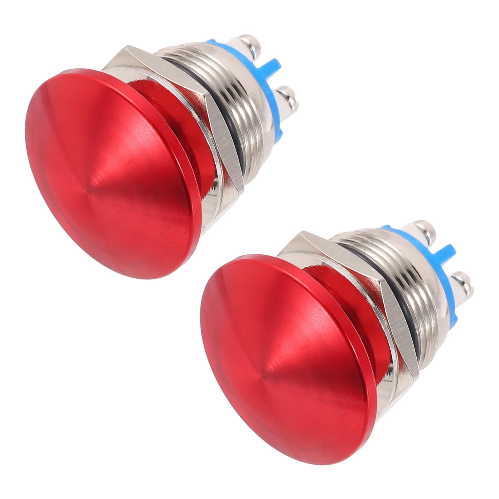 METALLIXITY 2PCS 3A 19MM 3/4" Momentary Mushroom Head Push Button Switch 12V 24V 120V 250V AC Red 1NO Waterproof IP65 SPST Domed Round 2 Screw Foot Switch