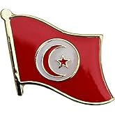 Tunisia Flag Die-struck Metal Single Lapel Pin with Butterfly Clasp Closure