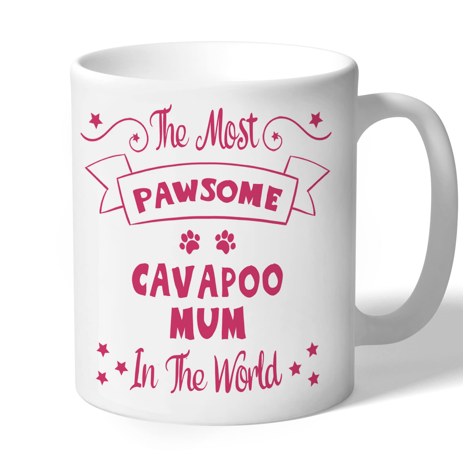 Dog Lovers Collection Cavapoo Mum Mug - Pawsome - Cavapoo Gifts (Raspberry Print)