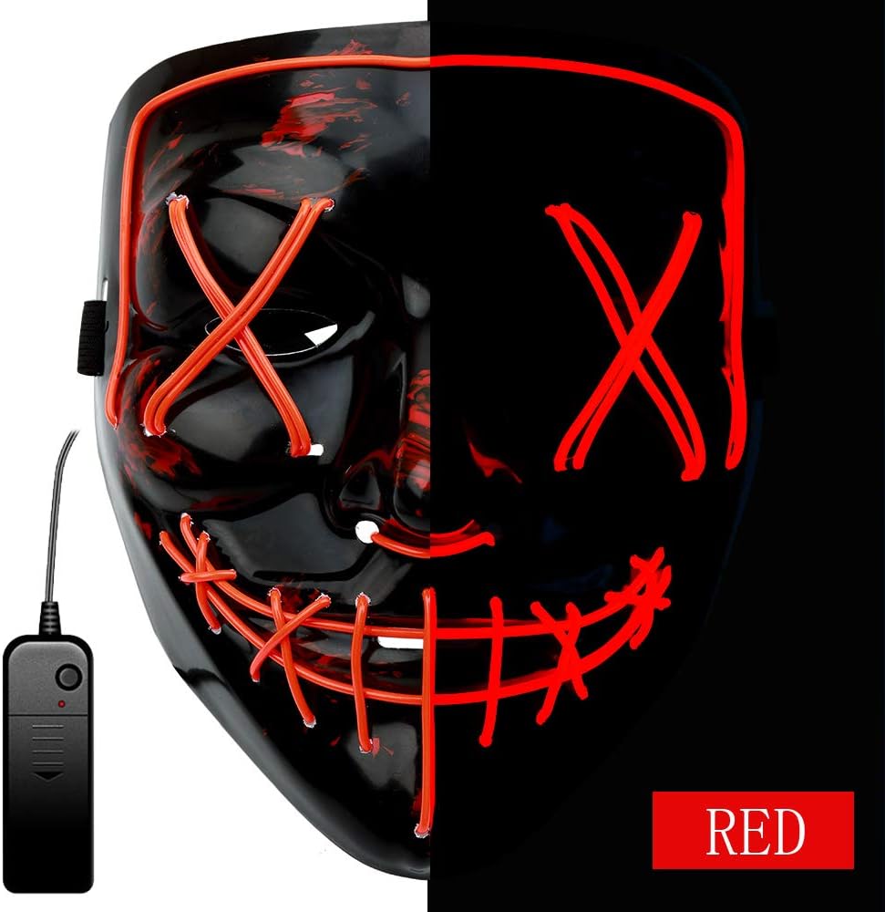 Scary Mask Halloween Cosplay Led Costume Mask El Wire Light Up Mask for Festival Parties