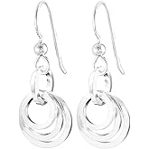 Lightweight Sterling Silver 925 Everyday Dangle Earrings for Women | Minimalist Circle Drop Earrings | Comfortable All-Day Wear Jewelry Gift for Her