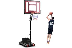 Goplus Portable Basketball Hoop Outdoor, 5FT-10FT Height Adjustable Basketball Stand System with Shatterproof Backboard, Weig