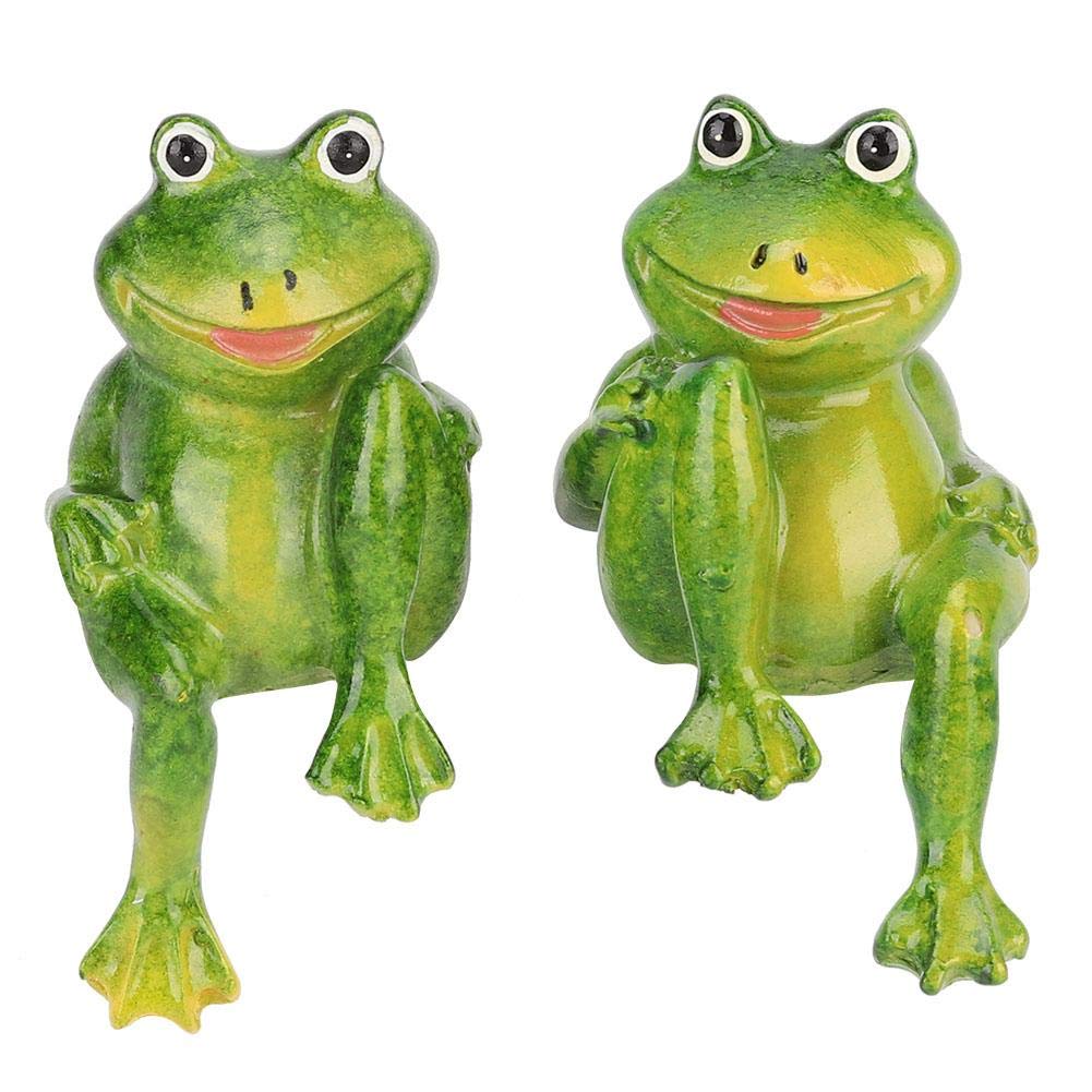 Mumusuki 2PCs Resin Frogs Statue Lovely Indoor Outdoor Garden Decoration Decoration Sculpture For Home Desk Garden Ornament