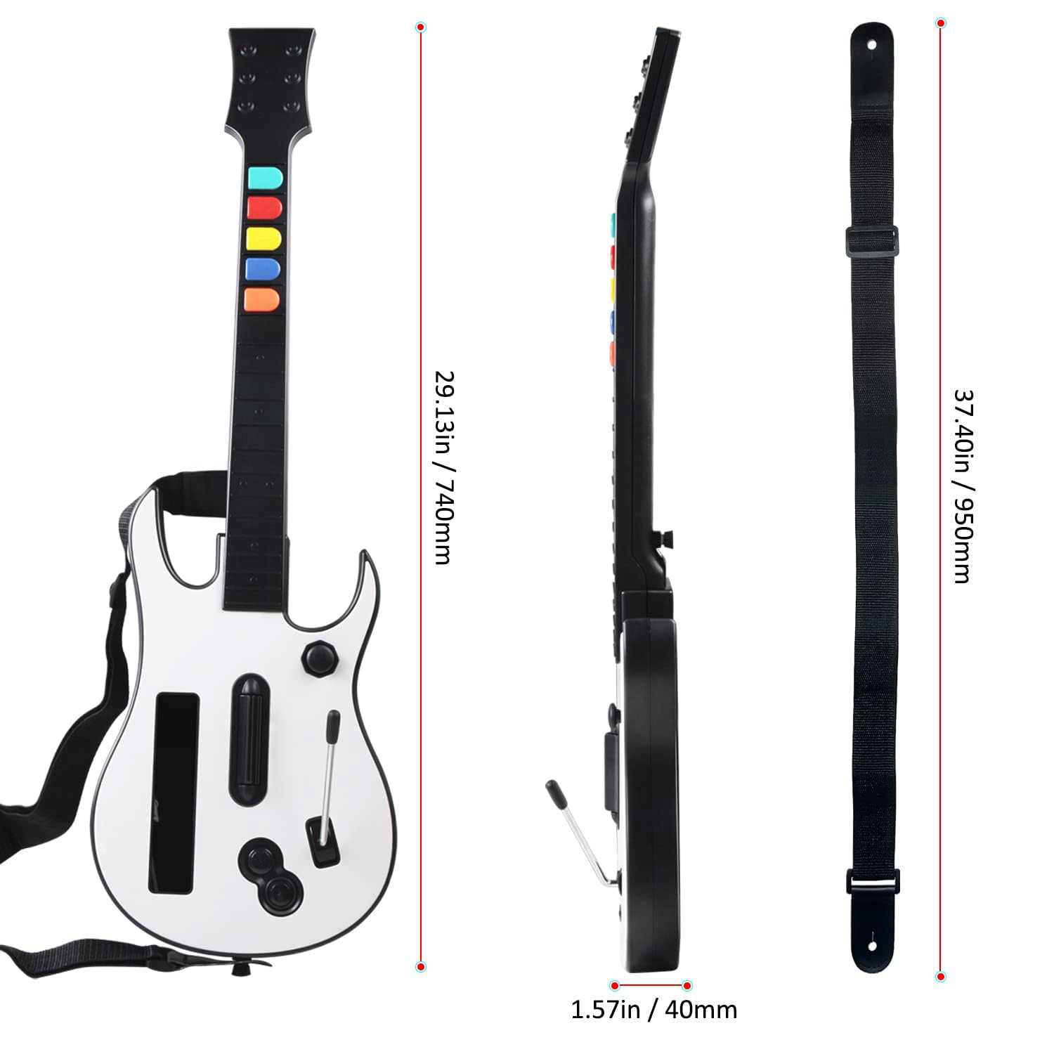 ATUTEN Wireless Guitar Compatible for Wii, Supports for Rock Band Games and Guitar Hero.（Rock Band 1 is Not Supported）