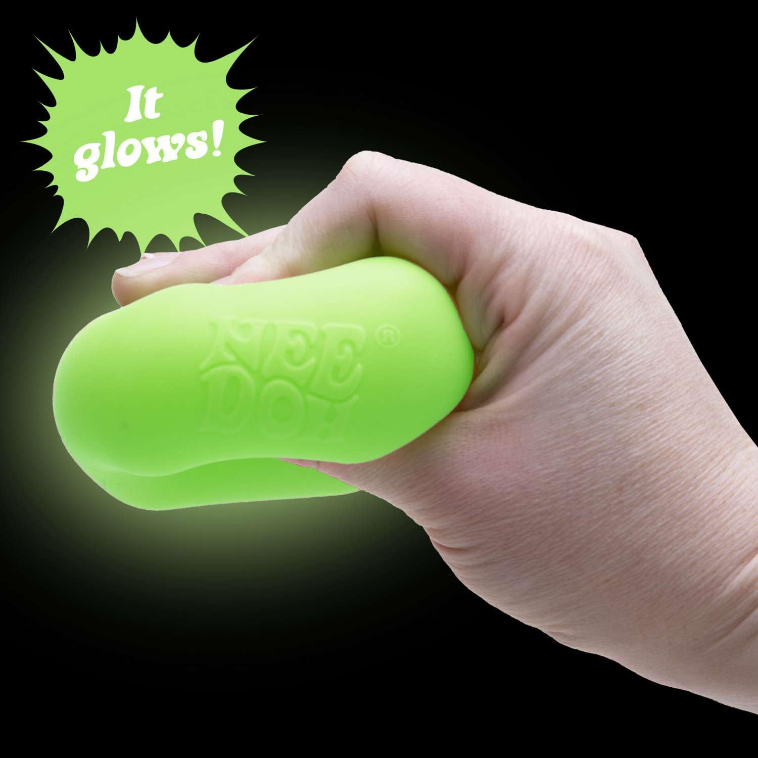 Schylling NeeDoh Nice Cube Glow - Sensory Toy with a Super Solid Squish - Glows in The Dark and Always Returns to its Square Shape - Ages 3 and Up - Color May Vary; One Cube Per Pack