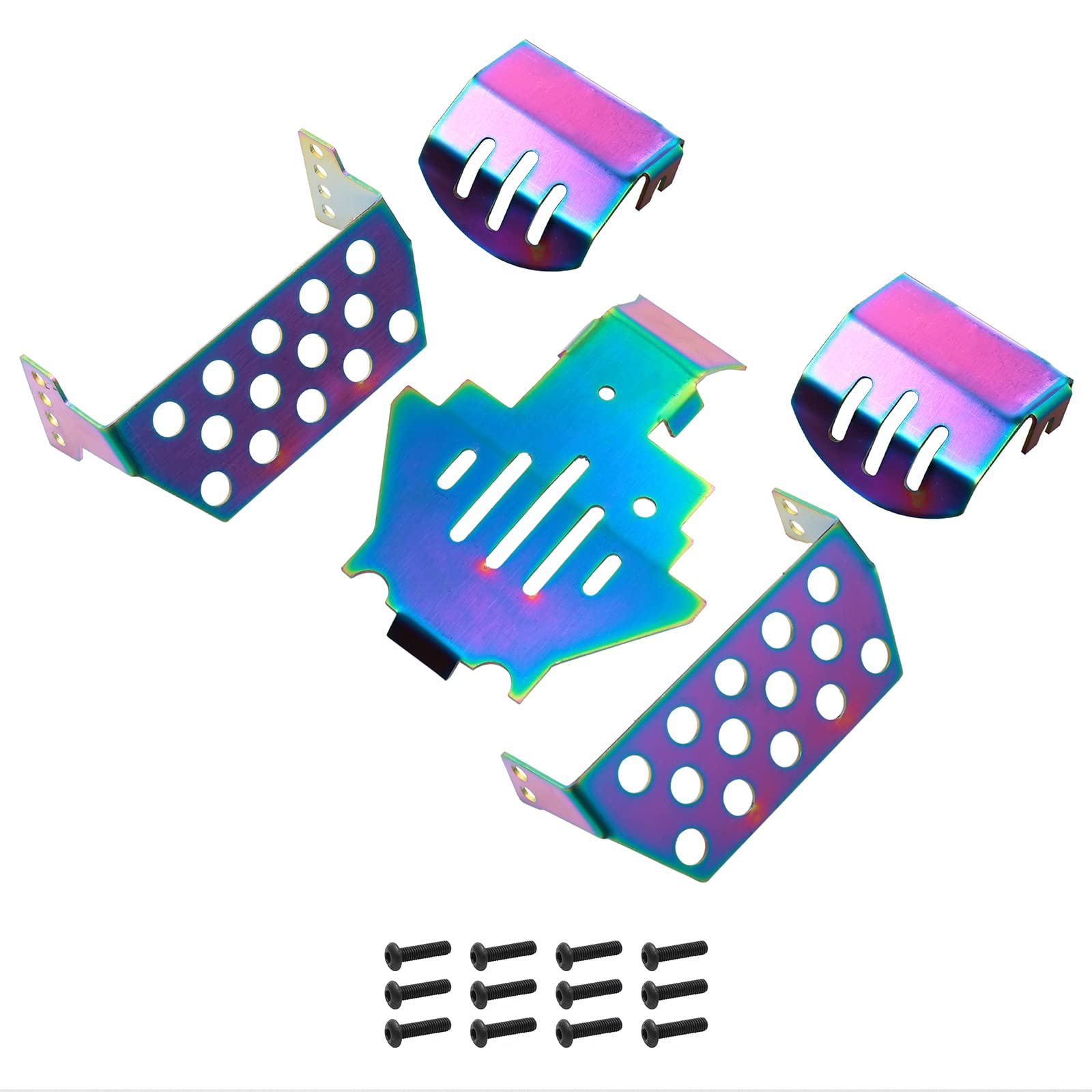 Pxyelec RC Car Chassis Armor Protector, Stainless Steel Chassis Armors Protection Skid Plate for Traxxas Trx-4 T4 RC Car Model Accessories Upgrade Parts(Colorful)
