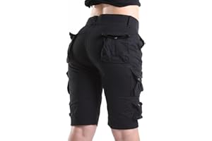 FOURSTEEDS Women's Cotton Loose Fit Zipper Multi-Pockets Twill Bermuda Drawstring Women Cargo Shorts
