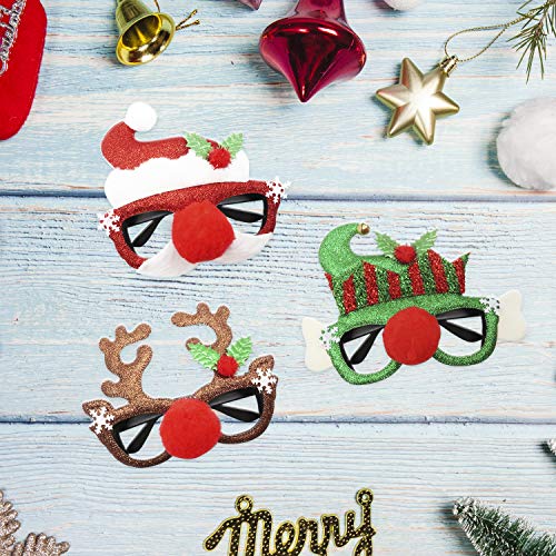 Kiddokids 9 Christmas Party Fancy Glitter Glasses Frames for Xmas Prop Photo Booth Party Favors.