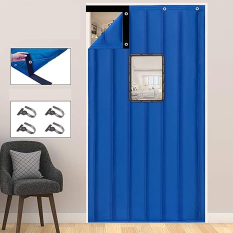 Baumwolltürvorhang, Winterwinddicht Warm halten Schallschutz Vorhang Heim Schlafsaal PU Noise Klett Vorhang-90x200Cm(35x79Zol