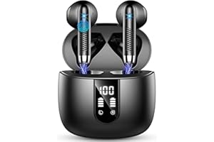 QXQ Wireless Earbuds, Bluetooth Headphones V5.4 Stereo Bass Ear buds with ENC Noise Cancelling Mics, 40H Bluetooth Earbuds with LED Display Charging Case, IP7 Waterproof Earphones for Android iOS, Black