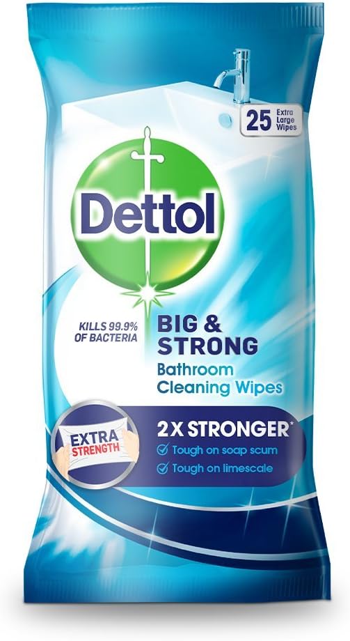 Dettol Big and Strong Bathroom Wipes, 25 Wipes (6 Packs) – BigaMart