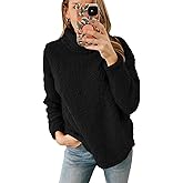 yoeasy Women's Turtleneck Fuzzy Fleece Sweatshirt Sherpa Warm Long Sleeve Pullover Jumper Tops
