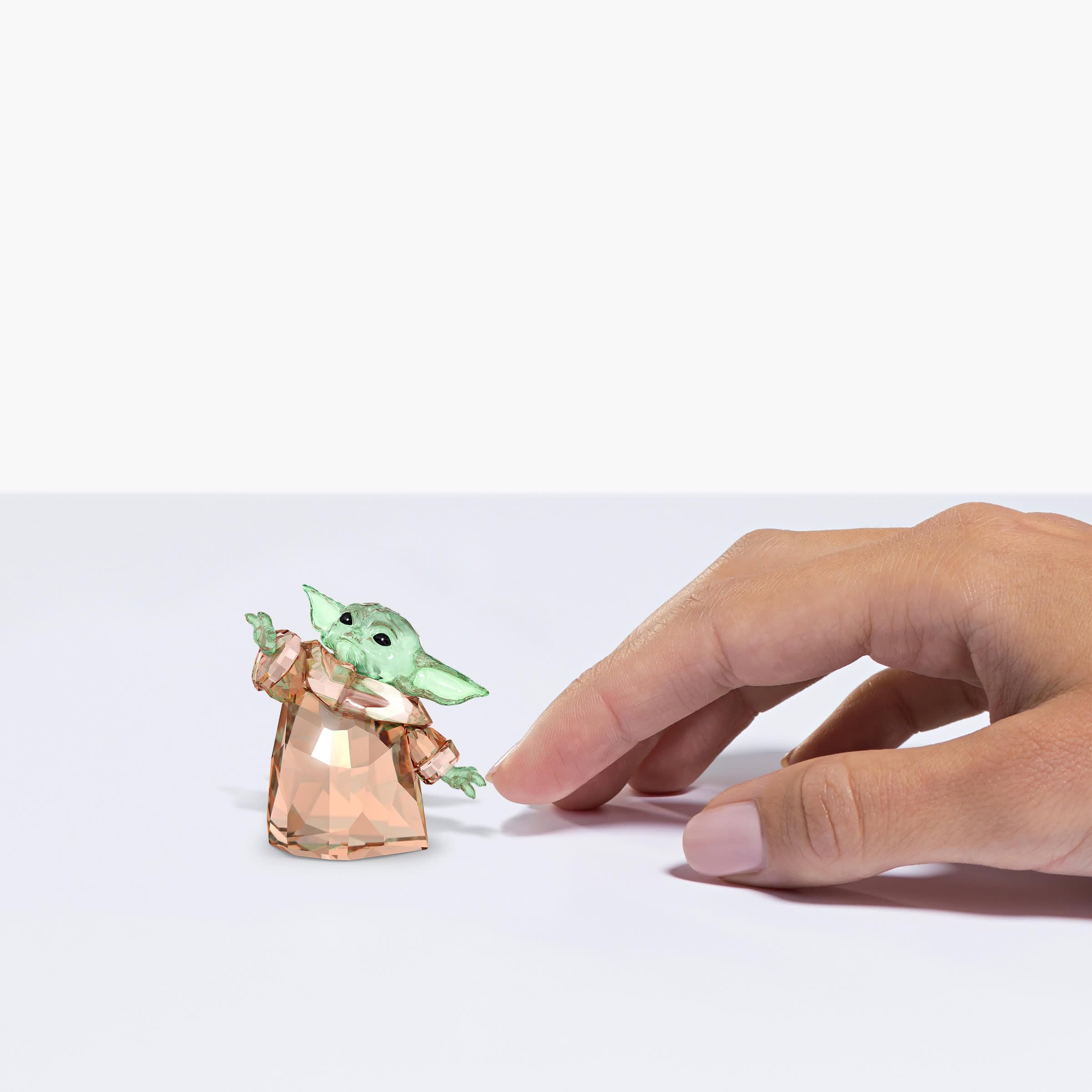 Swarovski Star Wars The Mandalorian, The Child Crystal Figurine, Teal and Brown Crystals