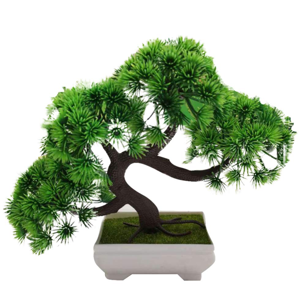 Fake Plants Artificial Bonsai Tree Potted Faux Living Room Table Indoor Decor Japanese Simulation Pine Greeting Guests Potted for Home Office