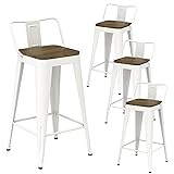 Vinahomar White Bar Stools Set of 4, Metal Bar