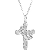 OIDEA Infinity Crown Celtic Cross Necklace: Silver Stainless Steel Zirconia Hollow Cross Pendant Necklace for Women Christian Jewelry Gifts for Her Mom Lover