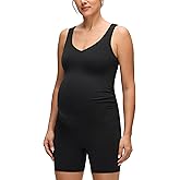 CRZ YOGA Butterluxe Maternity V Neck Workout Romper - Casual Sleeveless Shorts Jumpsuit Pregnancy Womens One Piece Bodysuit
