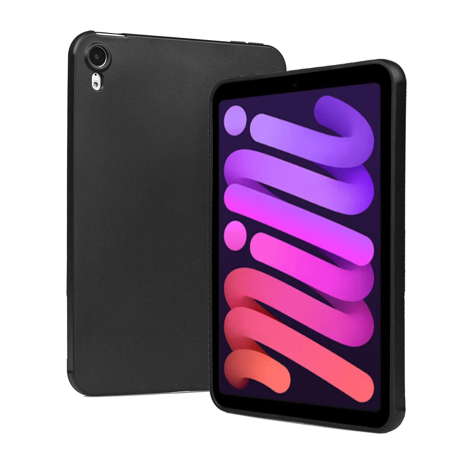 Black Frosted Case for iPad Mini 6th / 7th Gen 2021/2024, 8.3 inch, Supports 2nd Gen Apple Pencil Charging, Soft Slim TPU Back Cover