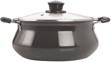 Tosaa Hard Anodised Aluminium Handi with Lid, 3.5 Litres, Black