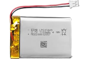 EEMB Lithium Polymer Battery 3.7V 1100mAh 603449 Lipo Rechargeable Battery with Wire JST 2.0mm Connector for Speaker and Wireless Device- Confirm Device & Connector Polarity Before Purchase