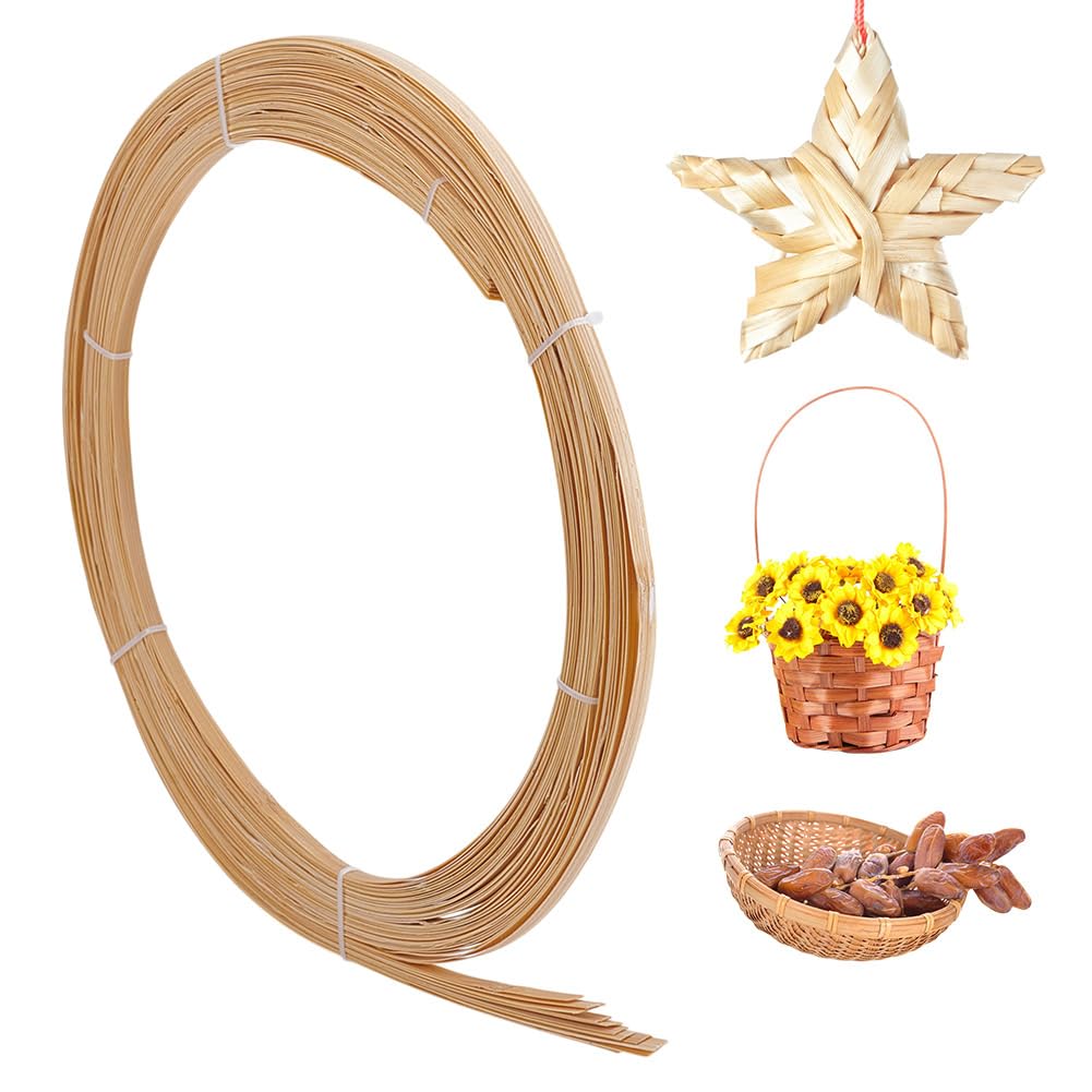 Photo 1 of NBEADS 32.8 Yards Bamboo Strips, 0.24inch Wide Flat Wicker Rattan Webbing Basket Weaving Materials DIY Basket Rattan for Basket Making Webbing Furniture Weaving DIY Crafts