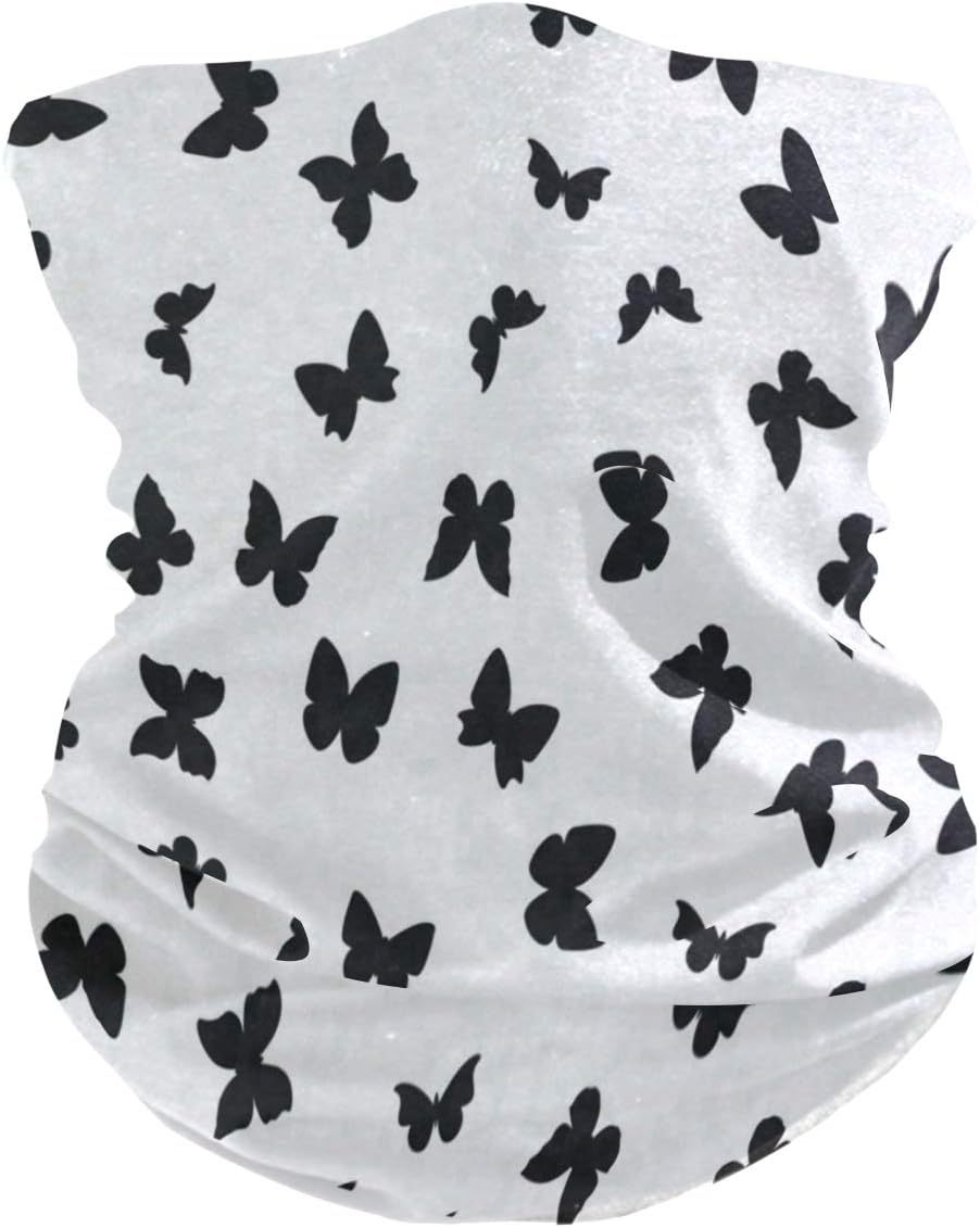 Black Butterflies Half Face Mask Scarf Cover Dust Wind Neck Warmer Bandana Women Men