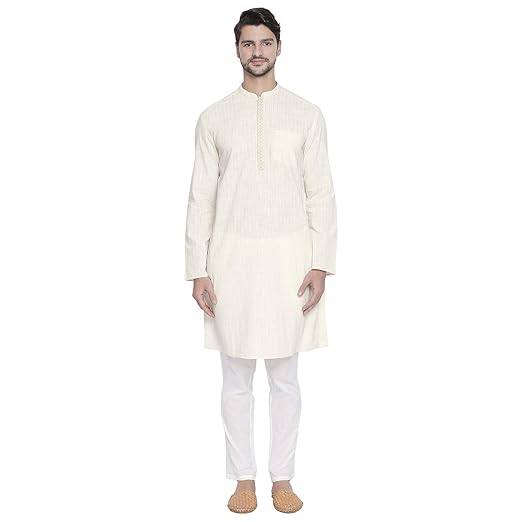 Men's Cotton Kurta (110049656_Off White_Small)