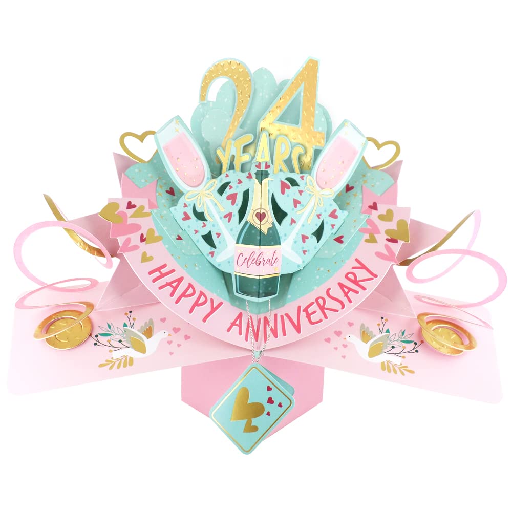 24 Years Happy 24th Anniversary Pop-Up Greeting Card Love Kate's 3D Pop Up Cards POP216MC24