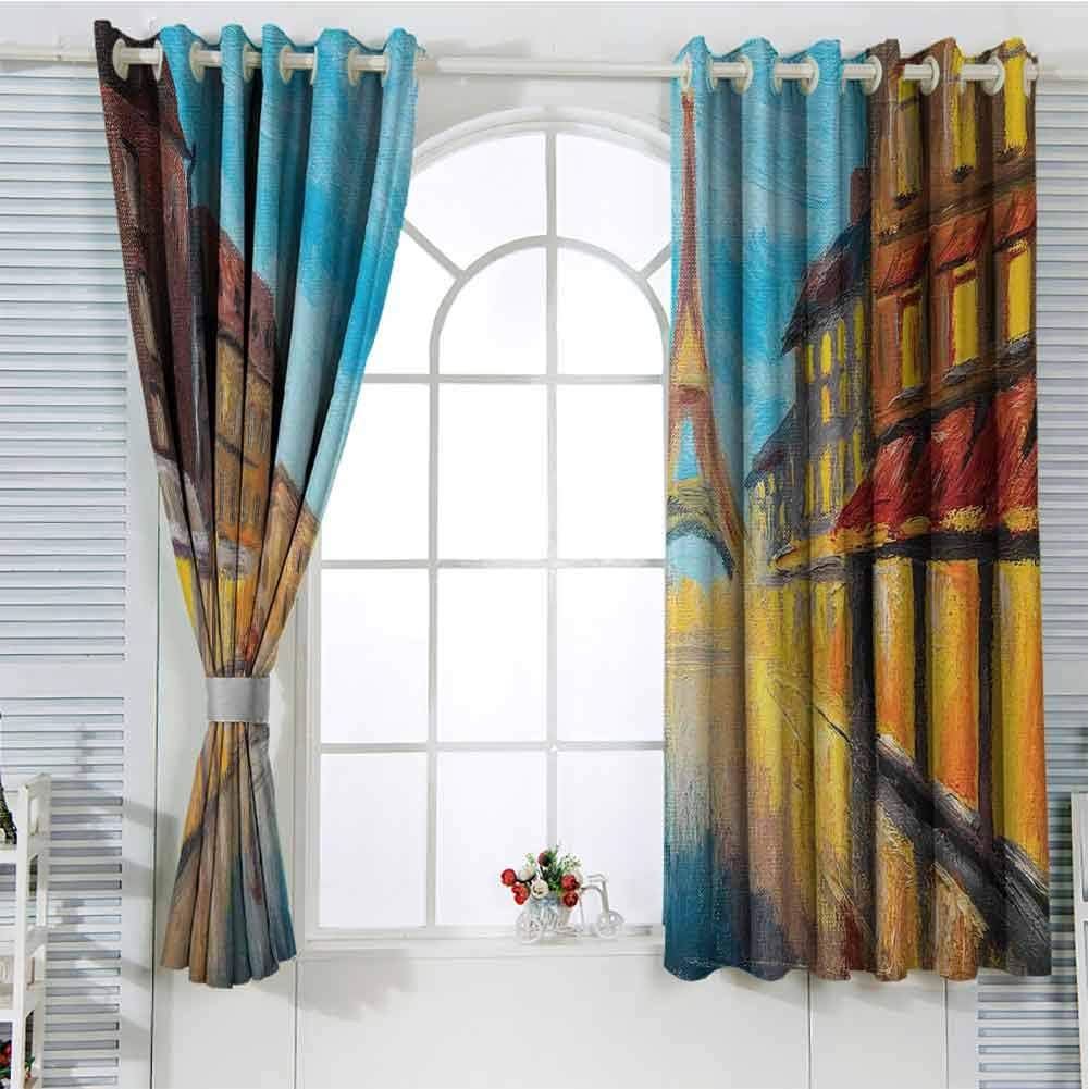 Cortinas de 300 cm de largo, color naranja, azul, marrón y negro, para