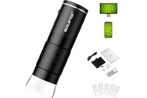 MAXLAPTER Wireless Digital Microscope, 50X-1000X Portable USB WiFi Handheld Digital Microscope for Adults Kids, with 5 Microscope Slides, Compatible with iPhone iPad Android Windows Mac
