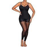 SHAPELLX Full Body Shapewear for Women Tummy Control Sheer Footless Pantyhose Compression Tights Body Shaper Bodysuit