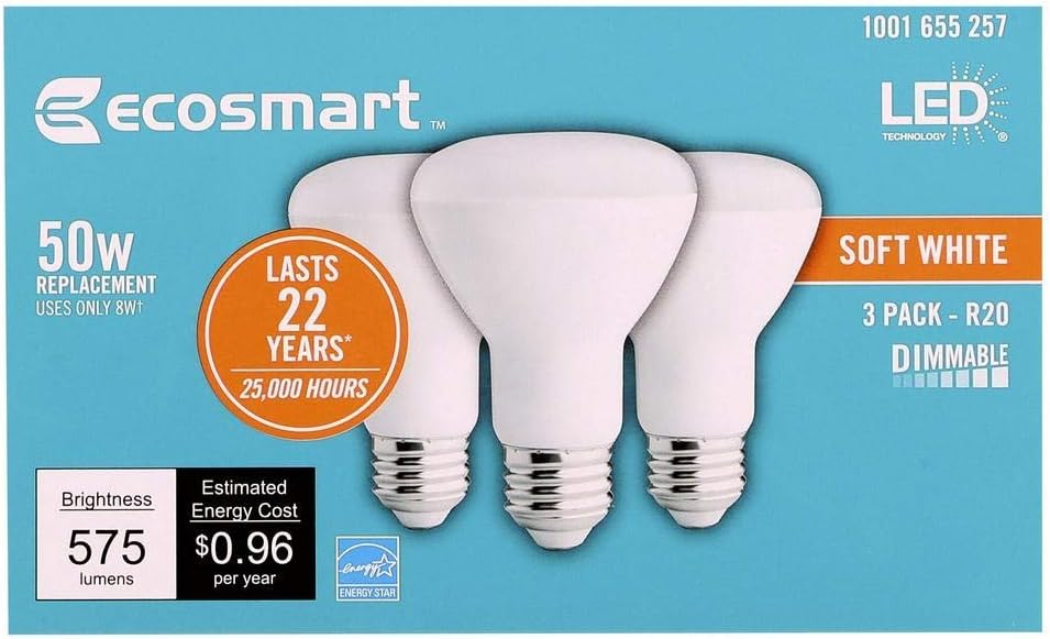 EcoSmart 50Watt Equivalent R20 Dimmable Energy Star LED Light Bulb