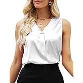 Women's Silk Satin Blouse, Summer Sleeveless Tank Tops, V Neck Camisole Work Shirts for Women